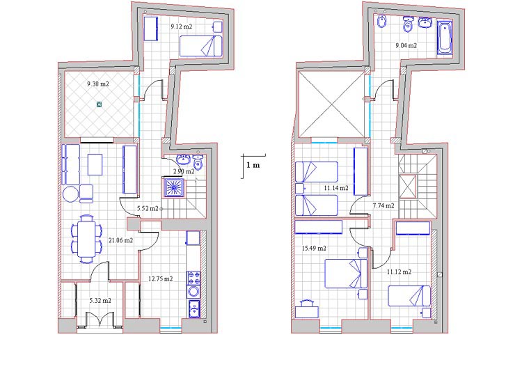 Plano de la vivienda unifamiliar-C sita en C/ Alfonso XII n&ordm;7 de Zafra - PROHERGON