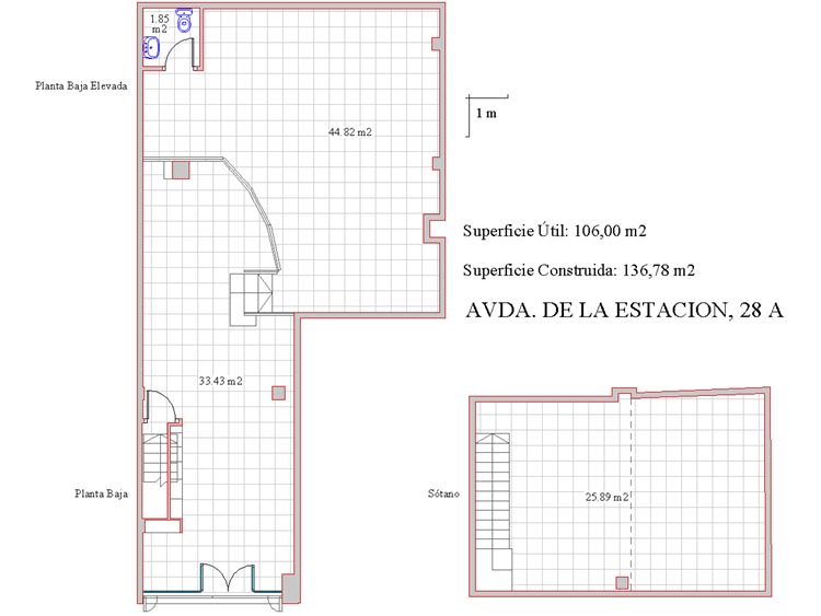 Plano del Local sito en Av. de la Estaci&oacute;n n&ordm;28 A de Zafra - PROHERGON